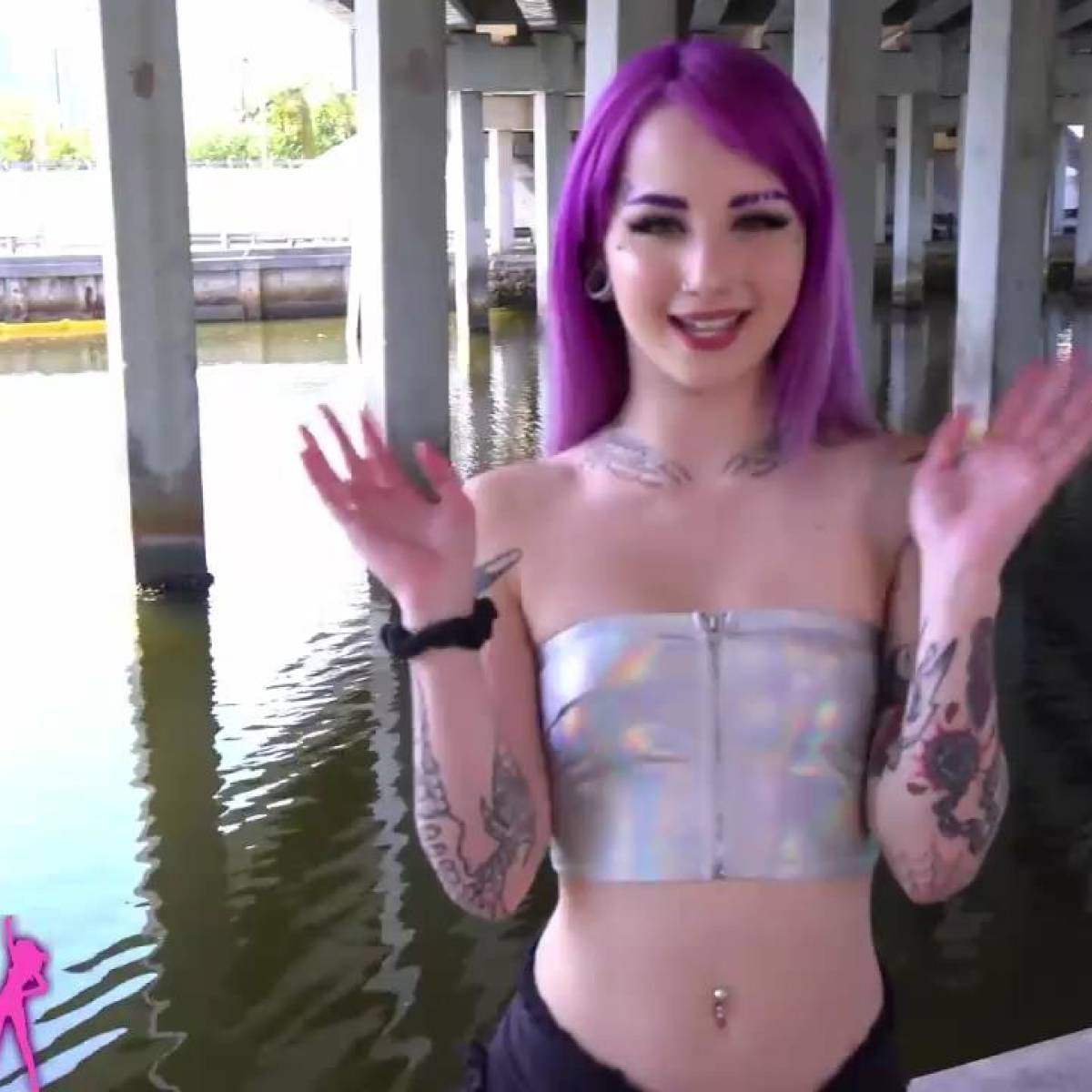 Hot Inked Purple Hair Punk Teen Gets Banged 